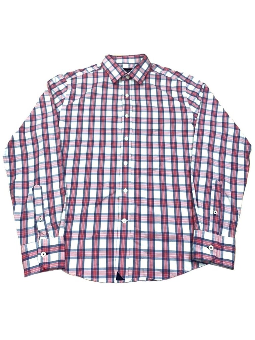 Untuckit Men's Button Up Long Sleeve Plaid Casual Shirt Blue Red XL Slim NWOT